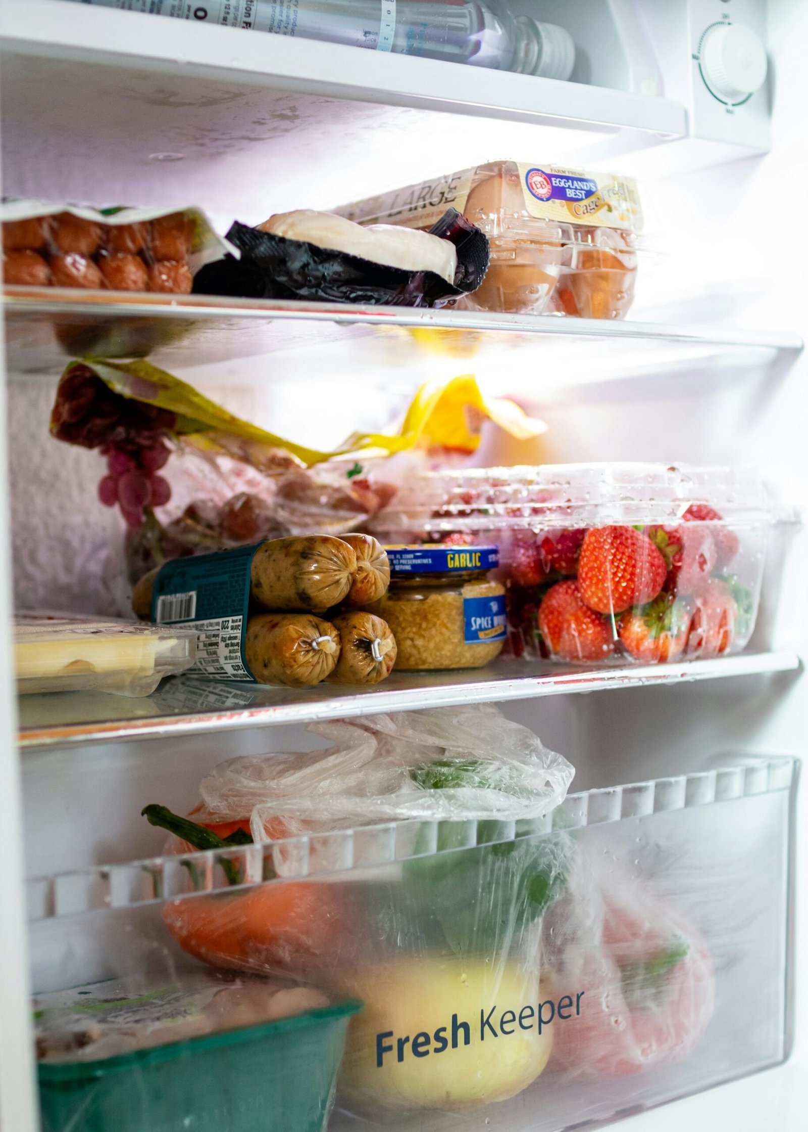 fridge with fruits, vegetables